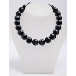 BLACK AGATE BANDED STRING ROUND 18 mm