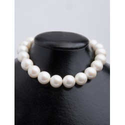 SHELL PEARL N.201 COLOR WHITE ROUND BEADS 18mm STRING 40cm