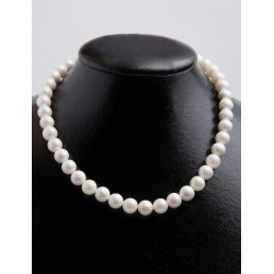 SHELL PEARL N.201 COLOR WHITE ROUND BEADS 10mm STRING 40cm