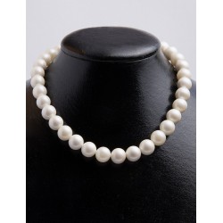 SHELL PEARL N.201 COLOR WHITE ROUND BEADS 12mm STRING 40cm
