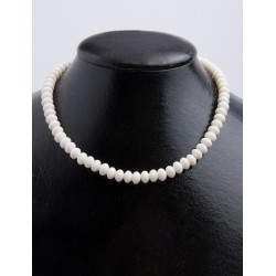 WHITE AGATE BUTTON BEADS 6X8mm STRING 40cm