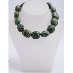 MOSS AGATE TUMBLET BEADS 25X23mm STRING 40cm