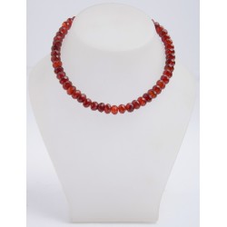 RED AGATE FACET BUTTON BEADS 10x6mm STRING 40cm