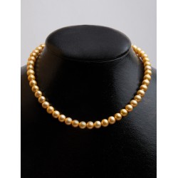 FRESH WATER PEARL GOLD ROUND BEADS 7 - 7,50mm STRING 40cm