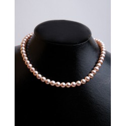 FRESH WATER PEARL PINK ROUND BEADS 7 - 7,50mm STRING 40cm