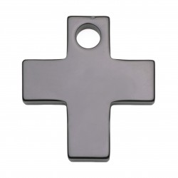 BLACK AGATE CROSS WITH CENTER HOLE 50X45mm