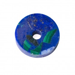 AZURITE-MALACHITE ROUND FLAT WITH HOLE SPECIAL CUT