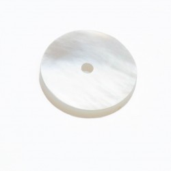 MOTHER OF PEARL WHITE ROUND FLAT WITH HOLE 