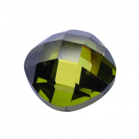 CUBIC ZIRCONIA PERIDOT COLOR N.49 ROUNDSH SQUARE CHECKER TOP SPECIAL CUT